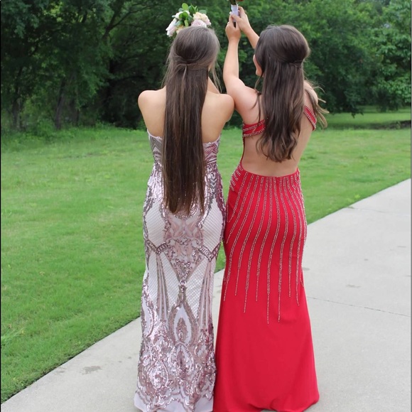 Champagne sparkly prom dress - Picture 2 of 3